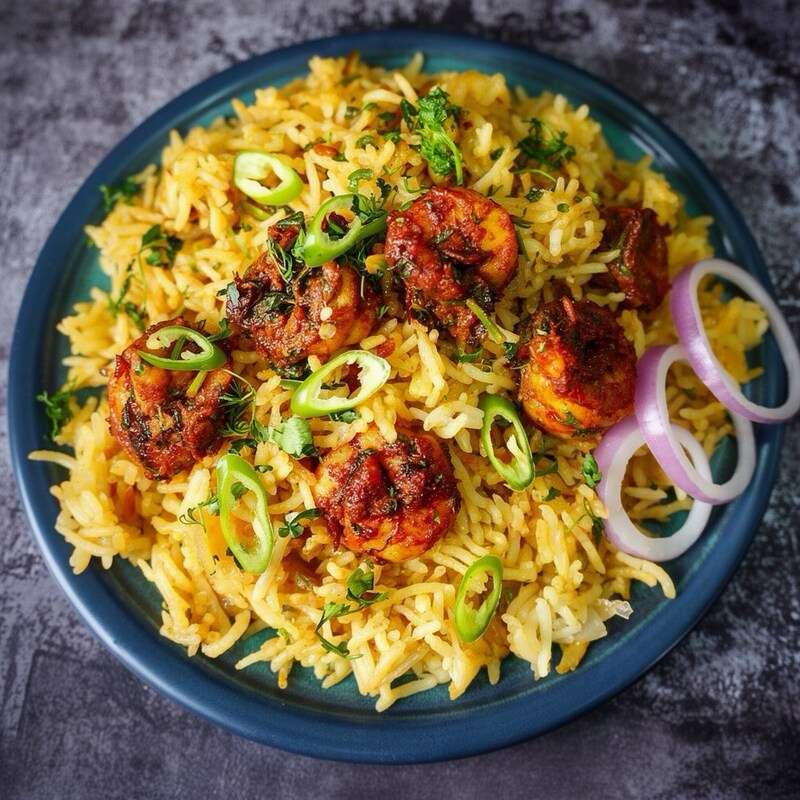 Prawns Fry Biryani - Teja's Cloud Kitchen Nellore